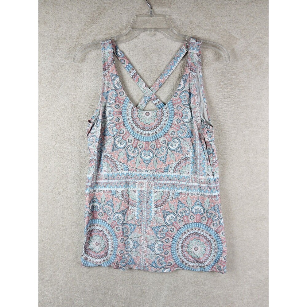 Etcetera Women's Sleeveless Cross Back Patterned Tank Top Blouse Size 2